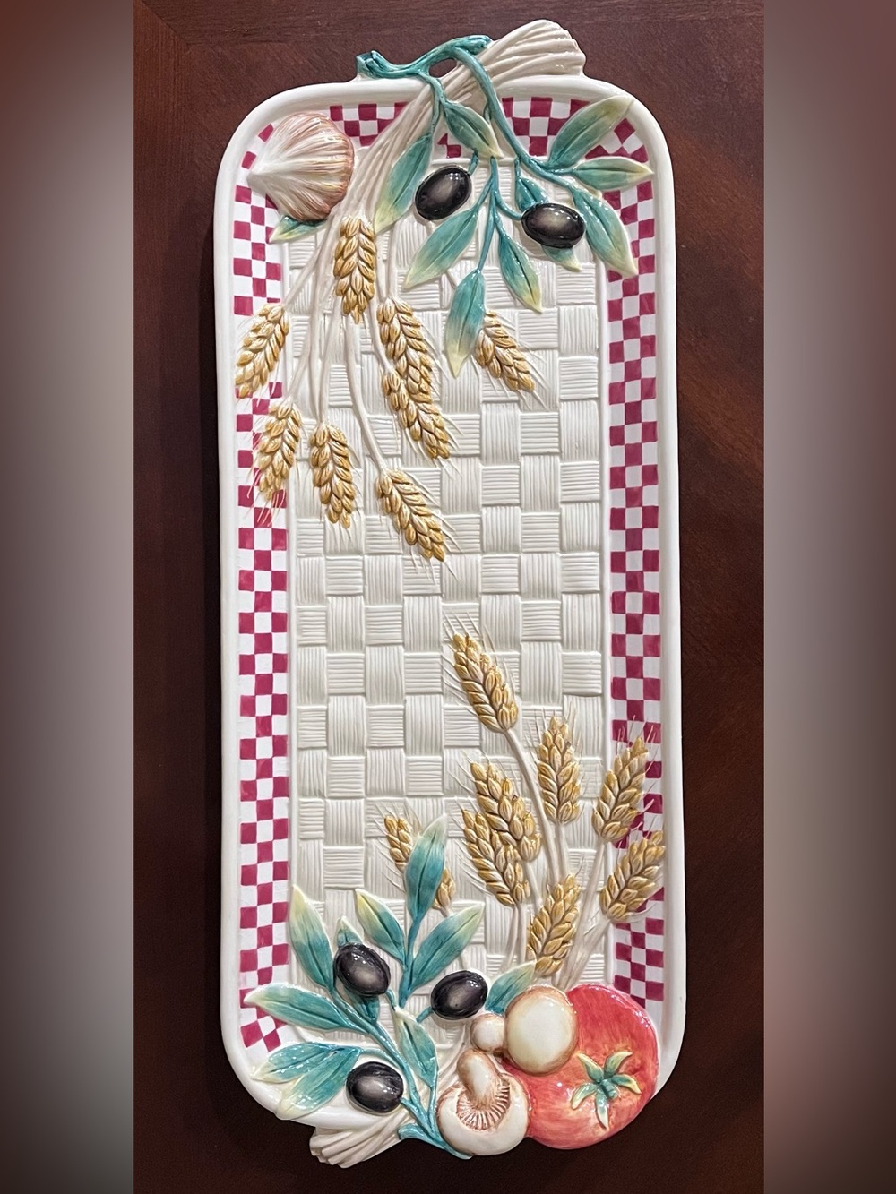 Fitz and Floyd Papa Paisano rectangular serving tray vintage 21x9’’